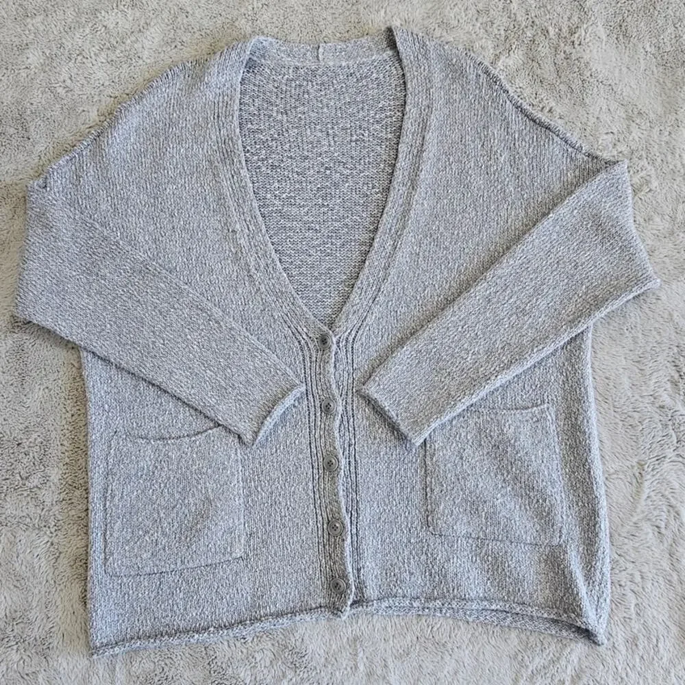 Eileen Fisher Cardigan Sweater 68% Alpaca, Button Front, Gray, NWT $368, Sz XL